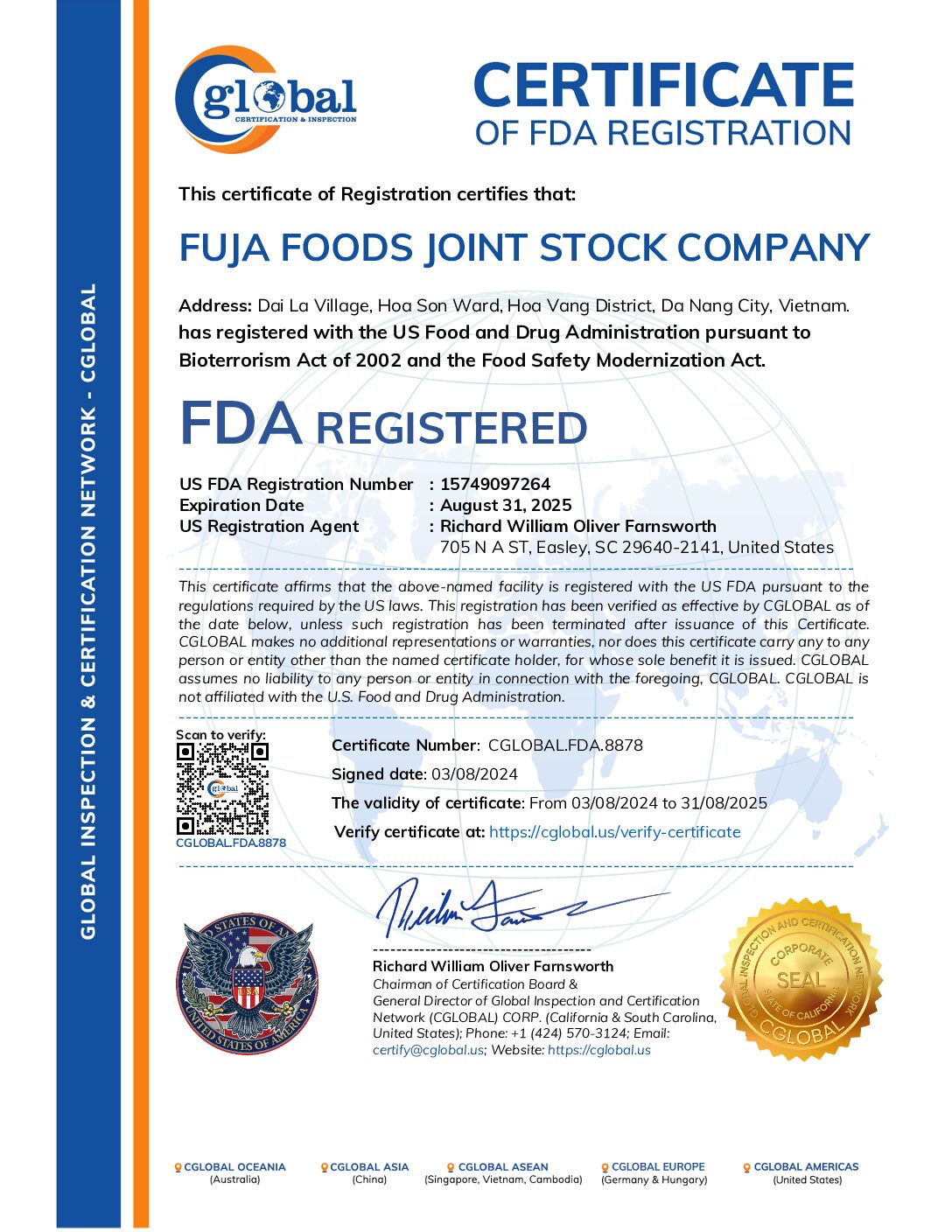 certificate fuja