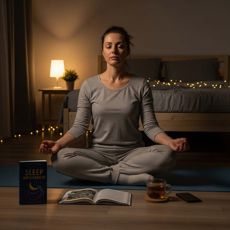 Tập các bài yoga hoặc thiền định nhẹ nhàng buổi tối Giải pháp tập các bài yoga hoặc thiền định nhẹ nhàng buổi tối để cải thiện tình trạng mất ngủ