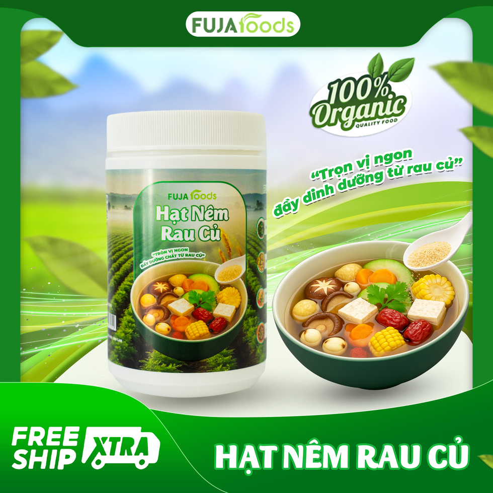 Hạt nêm rau củ Fujafoods cam kết 3 "không" hat nem rau cu fujafoods cam ket 3 khong