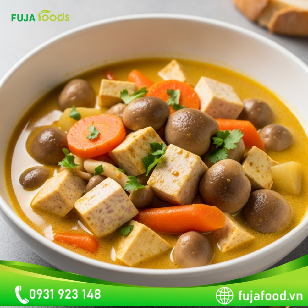 Đậu hũ kho nấm rơm mặn ngọt hài hòa mon an chay dau hu kho nam rom