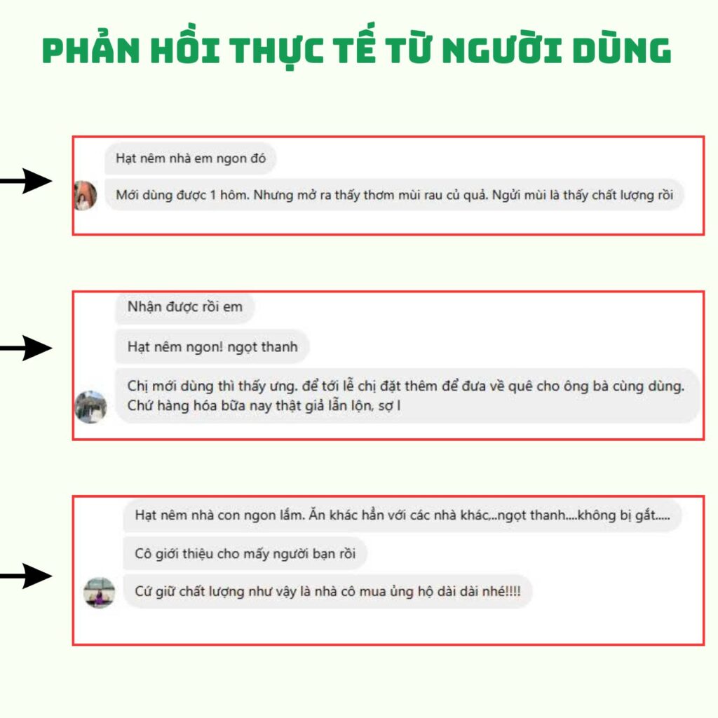 Phản hồi của khách hàng khi dùng hạt nêm rau củ FUJAFOODS frame anh web 1