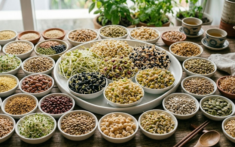 Các loại ngũ cốc và hạt nảy mầm phổ biến