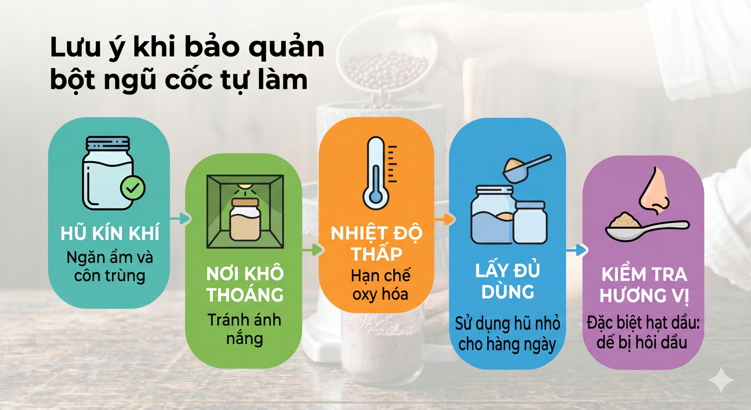 Lưu ý khi bảo quản bột ngũ cốc tự làm