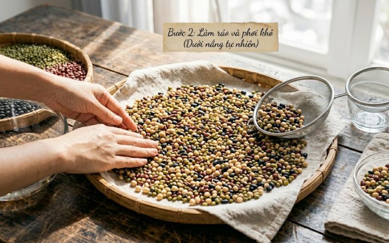 Bước 2: Làm ráo và phơi khô