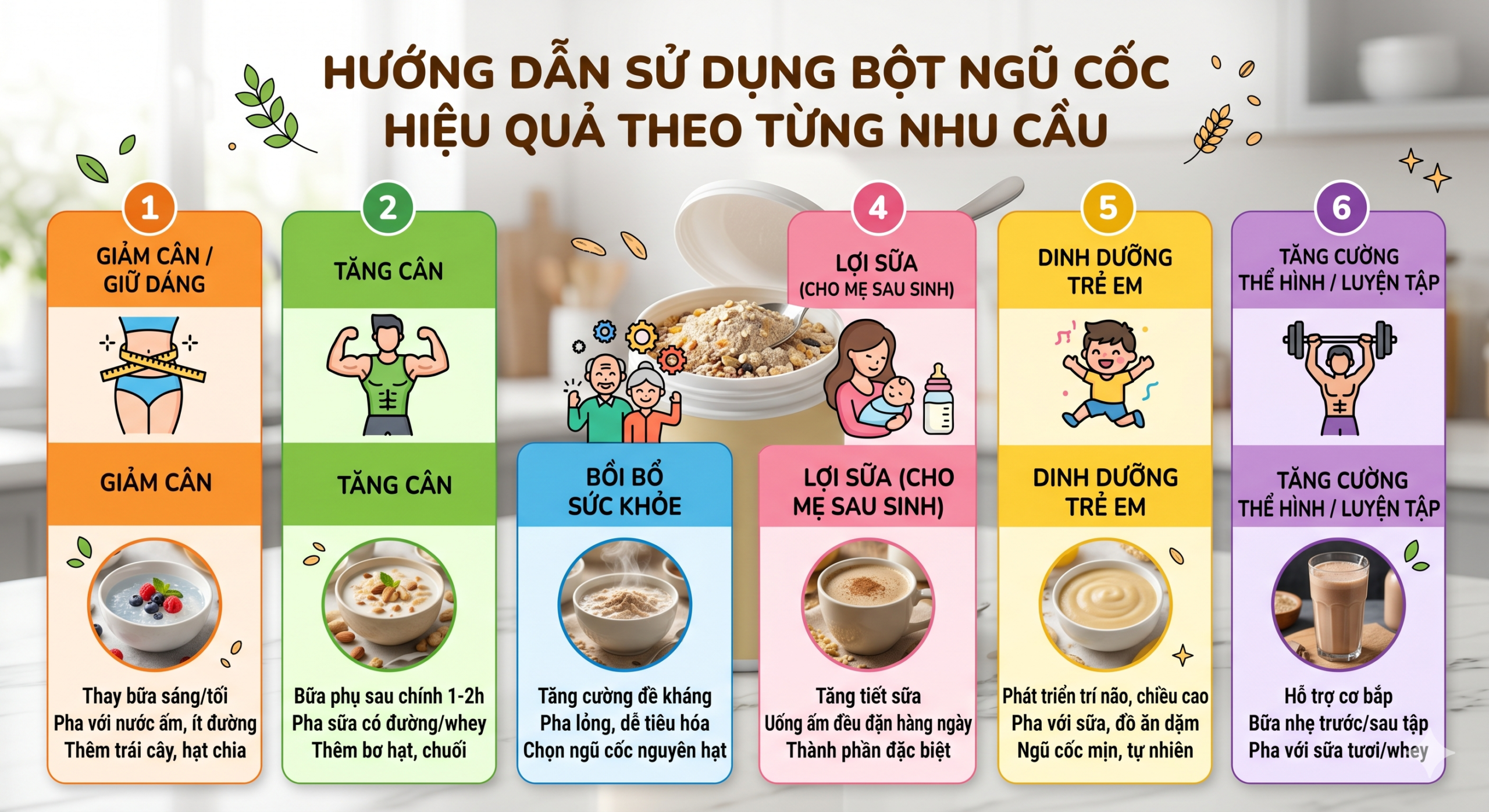 Cách sử dụng bột ngũ cốc hiệu quả theo từng nhu cầu