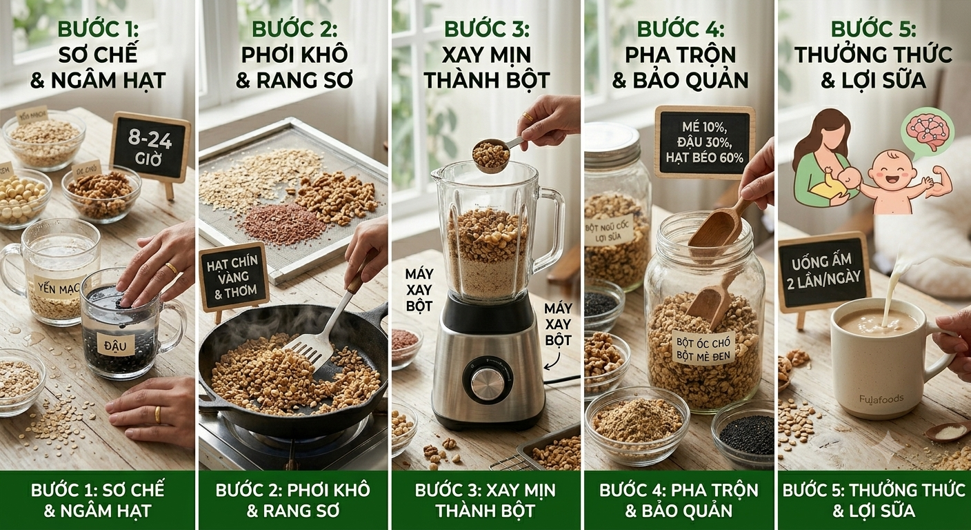 Cách làm ngũ cốc lợi sữa tại nhà cho mẹ bỉm