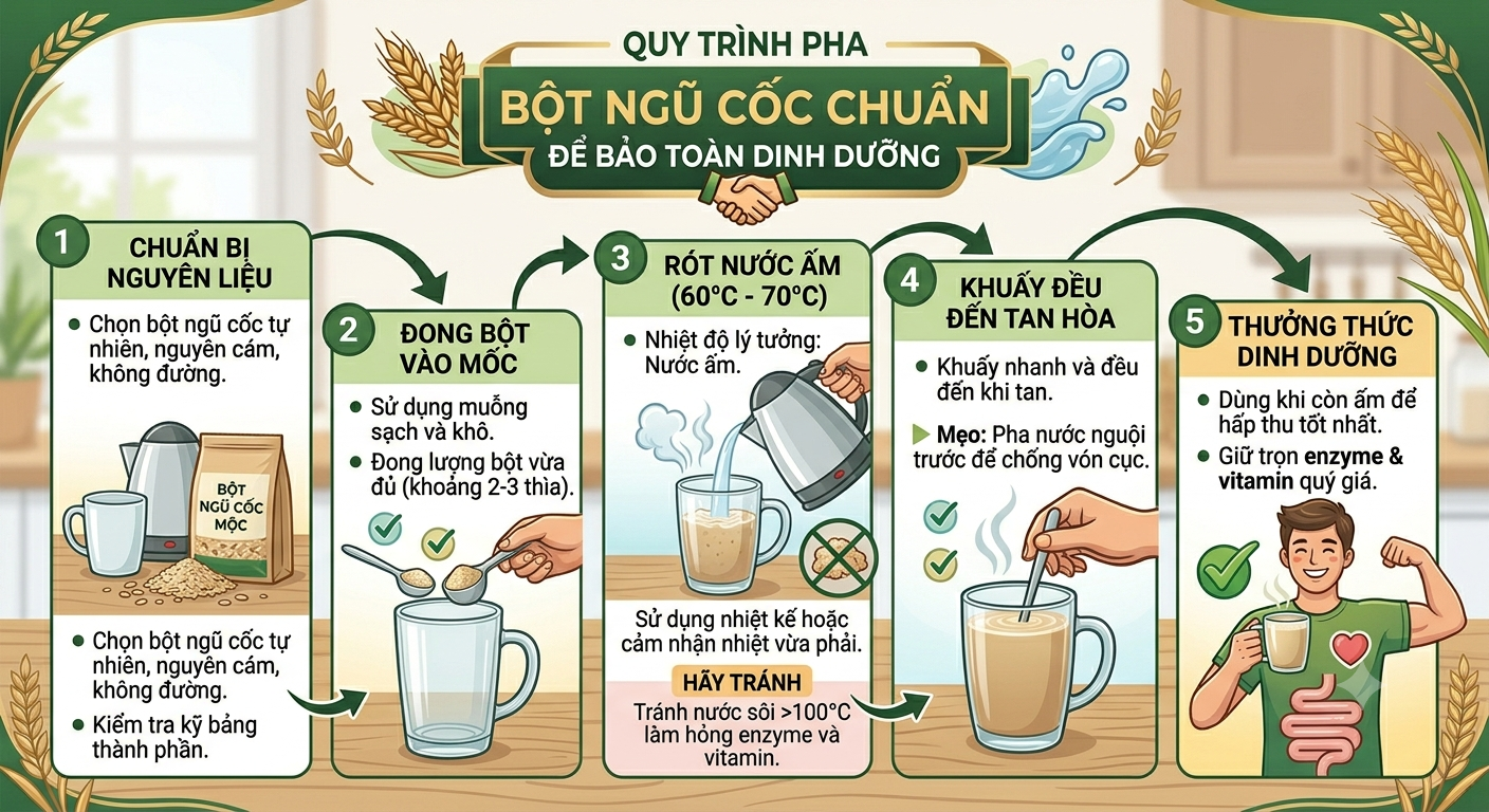 Quy trình pha bột ngũ cốc chuẩn để bảo toàn dinh dưỡng