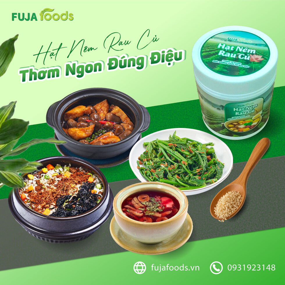 Hạt nêm rau củ Fujafoods 100% Nguyên liệu tự nhiên hat nem rau cu fujafoods 100 nguyen lieu tu nhien